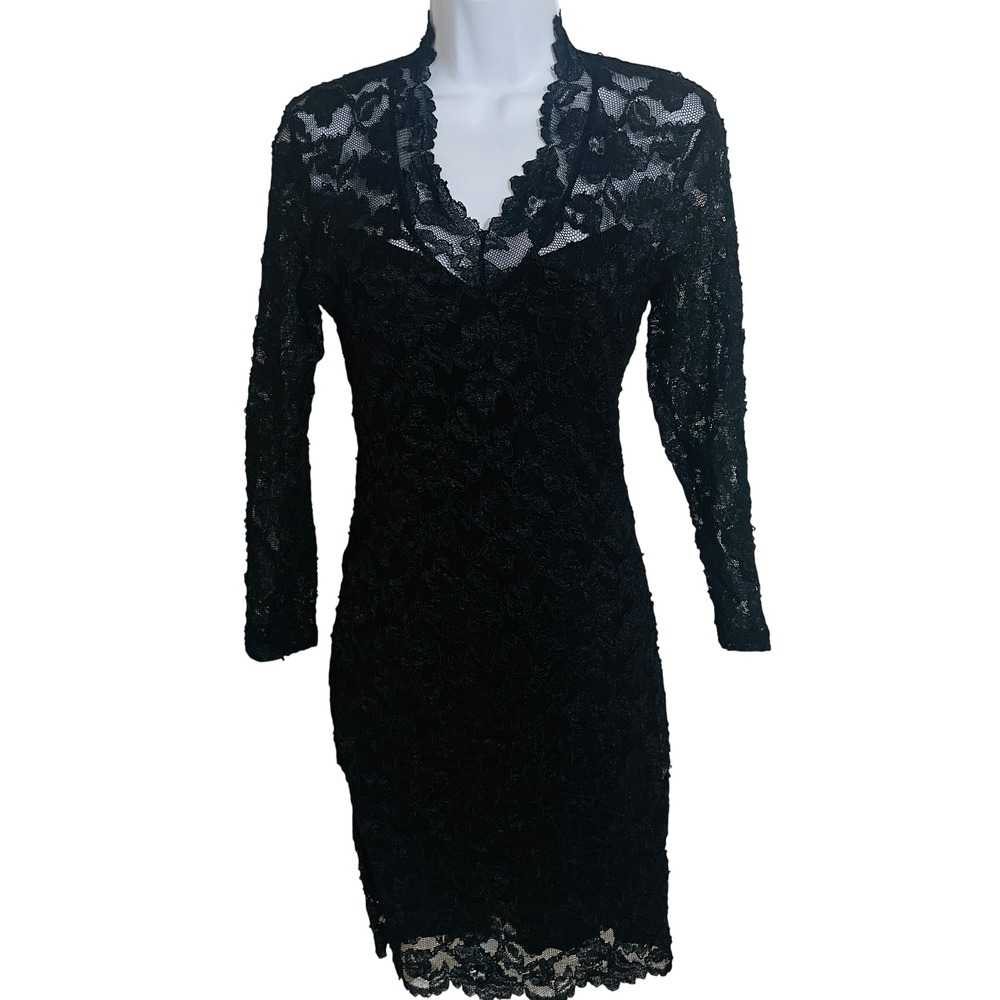 Saphir Paris VTG Y2K Whimsigoth Lace Mini Dress 2 UK 8 US Black French Goth Emo